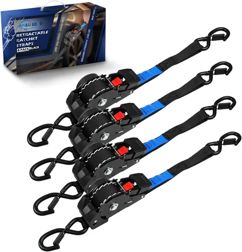ANLULOAD - Correa de trinquete retráctil (1 pulgada x 9.8 pies), correa de amarre de trinquete para motocicletas, barcos, cuatrimotos, Utvs.W.L.L: