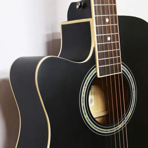 Miniatura 5 de Guitarra para Zurdos, Guitarra Acústica para Zurdos de 104 cm con Corte, Tamaño Completo, para Principiantes, Incluye Estuche, Afinador, Correa