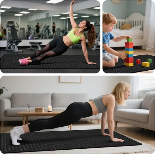 Miniatura 7 de BierBear - Esterilla de piso para gimnasio de 4x6 pies, de 10 mm de espesor - Gran esterilla de espuma TPE/NPE para entrenamiento en casa, piso