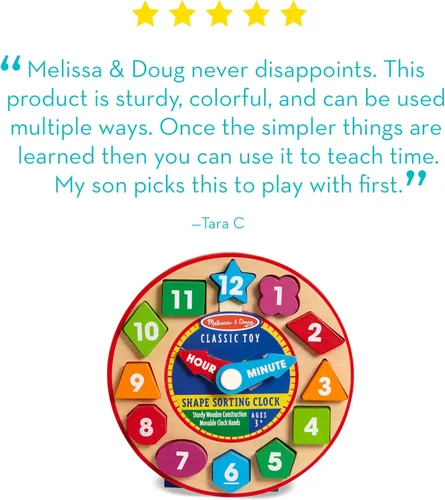 Miniatura 6 de melissa & doug reloj de clasificación de formas, Versión estándar, Multicolor
