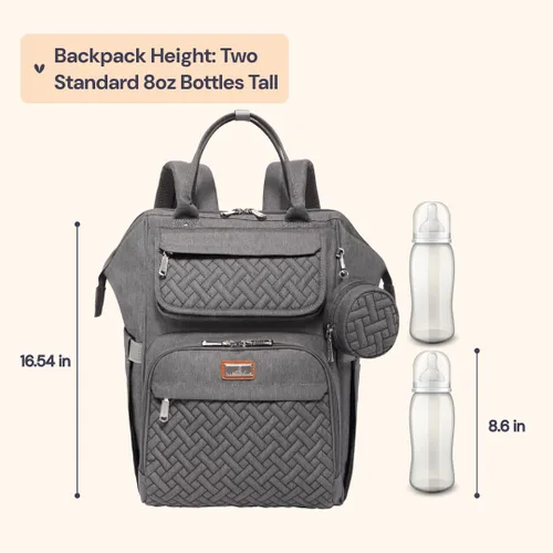 Miniatura 2 de BabbleRoo - Mochila para pañales, mochilas grandes multifuncionales con almohadilla cambiadora y correas para cochecito y funda para chupón, unisex