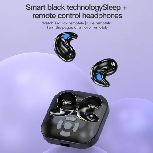 Miniatura 8 de Auriculares para dormir con control remoto, invisibles, pequeños, pequeños, ocultos, deportivos, diseño portátil, video, desplazamiento, página Negro