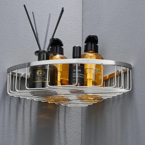 Miniatura 18 de Organizador esquinero para ducha, SUS304 de acero inoxidable resistente a la oxidación, estante de almacenamiento montado en la pared para baño