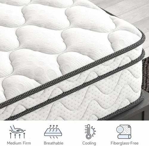 Miniatura 4 de Vesgantti Colchón tamaño individual, híbrido de 9 pulgadas en una caja con espuma viscoelástica y resorte de bolsillo, diseño ergonómico y alivio