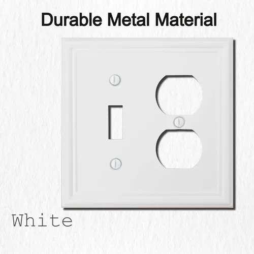 Miniatura 3 de OKAWYC Luca - Placa de pared de metal para interruptor de luz dúplex o palanca, paquete de 2 unidades, color blanco, 2 gang, cubierta de salida
