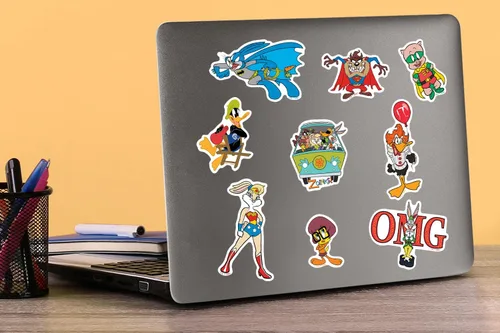 Miniatura 5 de WB 100 Looney Tunes Mashup 100 calcomanías de vinilo troqueladas paquete variado – Calcomanías de personajes de dibujos animados para laptop