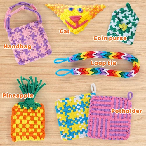 Miniatura 8 de PREBOX Kit de Telar de Tejer, Juguetes para Niños y Adultos, Aros para Agarraderas, Manualidades para Niñas de 6, 7, 8, 9, 10, 11, 12 Años, Telar