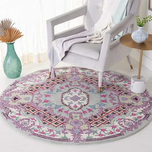 Miniatura 27 de SAFAVIEH Bellagio Collection - Alfombra decorativa de 2 x 3 pies, azul y rosa, hecha a mano de lana de medallón, ideal para zonas de alto tráfico