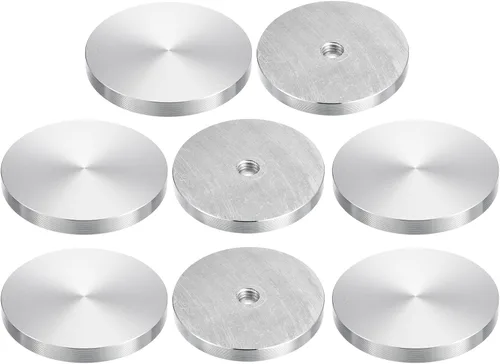Miniatura 54 de uxcell M6 Rosca 0.787 in de diámetro de forma redonda de aluminio disco hardware 1pcs, aluminio círculo disco vidrio adaptador superior para mesa