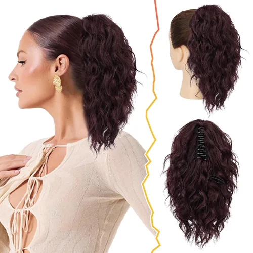 Miniatura 16 de BARSDAR Extensión de cola de caballo negra, extensiones de cabello de cola de caballo con clip de garra de 18 pulgadas para mujer, extensiones