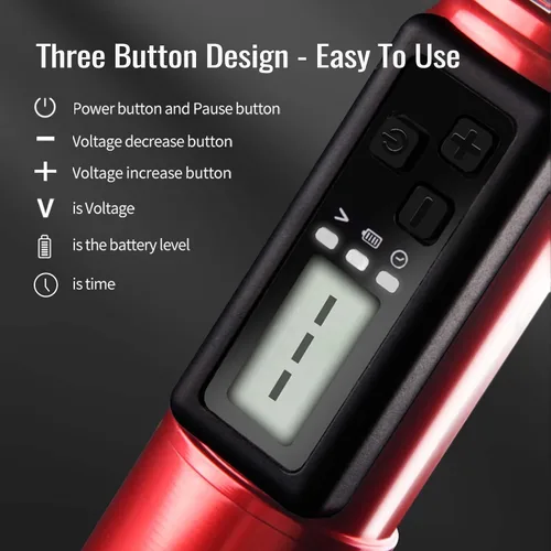 Miniatura 6 de Dragoart Archer Pistola de tatuaje inalámbrica Máquina de tatuaje inalámbrica 1,500 mAh, motor sin núcleo, pantalla LCD, profundidad de aguja de 0 a