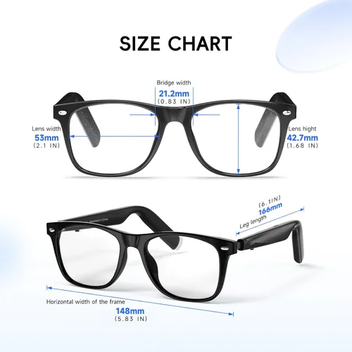 Miniatura 8 de GetD Gafas de IA para hombres y mujeres, lentes inteligentes con tecnología ChatGPT, traducción en tiempo real AI con 107 idiomas, reproducción