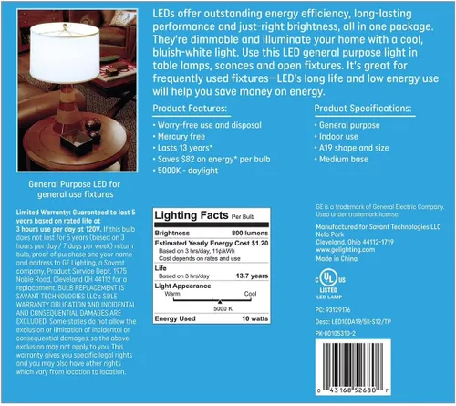 Miniatura 2 de GE Bombillas LED A19 de uso general equivalente a 60 W (12 unidades)