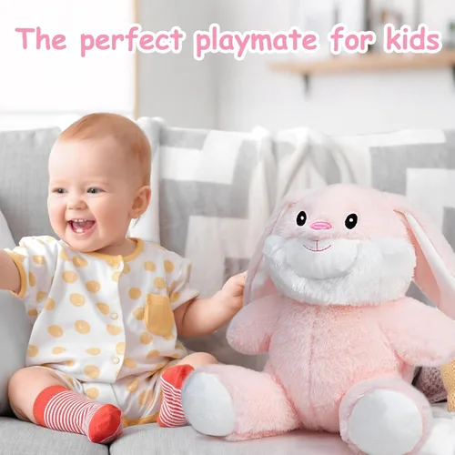 Miniatura 4 de HollyHOME Animal de peluche de conejo, juguetes de peluche de conejo de Pascua, conejo suave y tierno de peluche, regalo de Pascua para niños