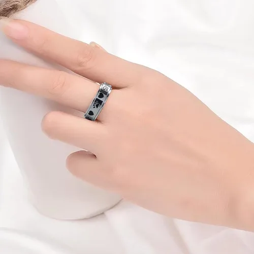 Miniatura 10 de LYTTMAB Keep Pawstive - Anillo de ansiedad para mujer, anillo giratorio con estampado de pata de perro y gato, anillo para ansiedad para mujer