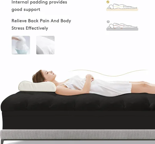 Miniatura 6 de SameBed Cubrecolchón tamaño individual, almohadilla de colchón extra gruesa para dolor de espalda, protector de colchón refrescante con bolsillo