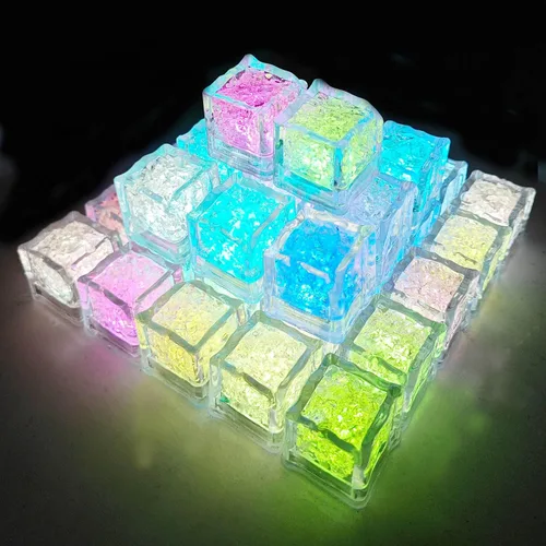 Miniatura 13 de Paquete de 120 cubitos de hielo iluminados, cubitos de hielo LED que brillan para bebidas con sensor de líquido, luces LED impermeables multicolor
