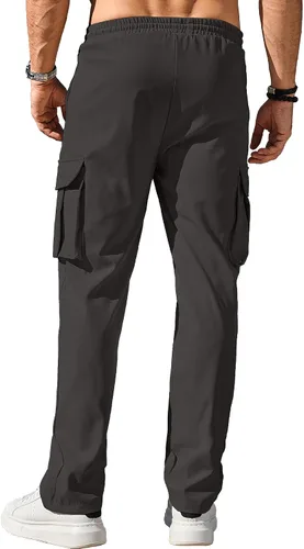 Miniatura 2 de Pantalones cargo casuales para hombre, pantalones de senderismo con cordón, pantalones de entrenamiento tácticos para hombre