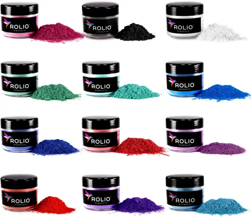 Miniatura 18 de Rolio Pigmento de color nacarado en polvo de mica, juego de arte para resina epoxi, para fabricación de jabón, esmalte de uñas, juego de brillo