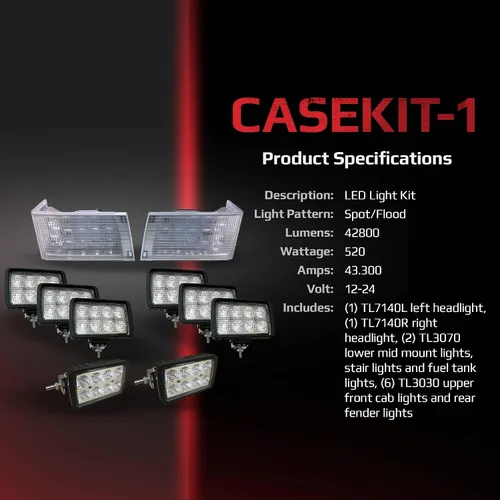 Miniatura 3 de TIGERLIGHTS CaseKit-1 Kit completo de luces LED de 12 V compatible con/repuesto para Case/IH 7110, 7120, 7130, 7140, 7150, 7210, 7220, 7230, 7240