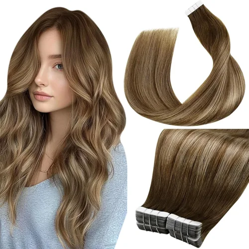 Miniatura 38 de LaaVoo - Extensiones de cabello humano Remy adhesivas con cinta invisible, cabello negro natural, extensiones de cabello para mujeres de color, 20