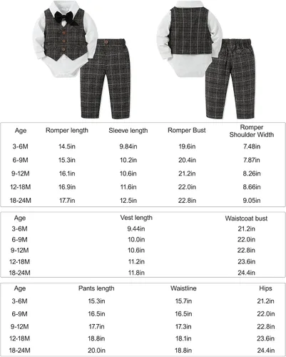 Miniatura 6 de DISAUR Ropa para bebé niño pequeño, 4 piezas de vestido de caballero + chaleco + pantalones + corbata de lazo conjunto de traje de algodón