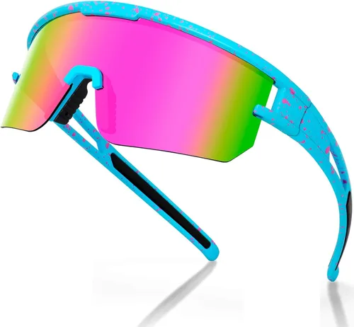 AVV Gafas de sol de béisbol polarizadas UV400 para hombres, mujeres y jóvenes, gafas de sol para correr, deportes, pesca y bicicleta Lente azul
