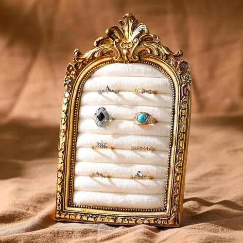 Miniatura 12 de Liliaafar Soporte de anillo vintage rectangular plateado soporte de exhibición para aretes, bandeja de exhibición de aretes, aniversario