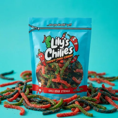 Miniatura 13 de Lilys Chilies, Caramelos masticables agrios y chiles (cinturones de manzana con chile)