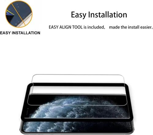 Miniatura 2 de Marco de fácil alineación diseñado para iPhone11 Pro/iPhone Xs/iPhone X Película protectora de pantalla de vidrio templado, paquete de 2
