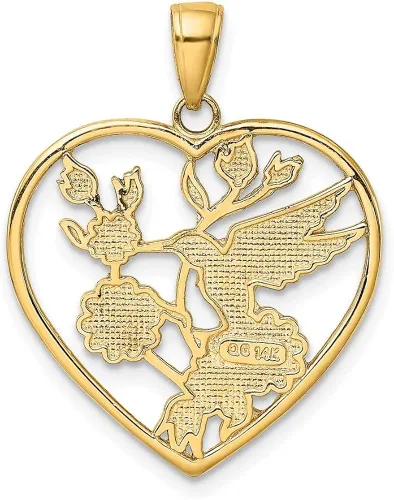 Miniatura 3 de Colibrí esmaltado de 14 quilates con colgante de corazón de flores 1102in 0866in estilo YC957