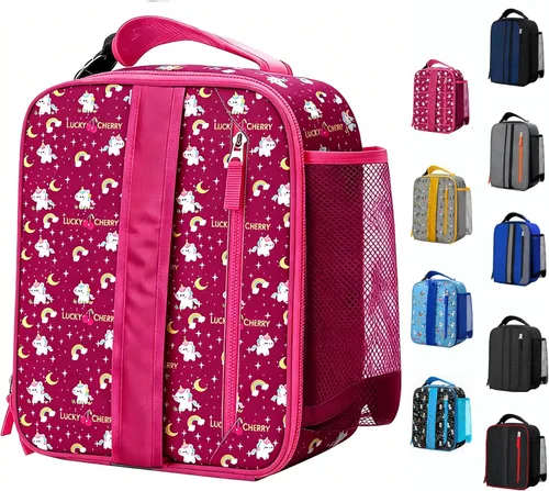 Miniatura 23 de Expandable(18cans) Lunch Box Insulated Cute Cartoon Lunch bag for Kids Boys Grils Toddler Teens Portable Lightweight Small Lunchbox With Shoulder