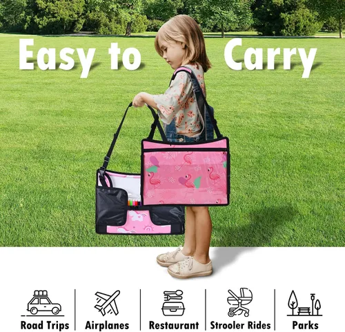 Miniatura 6 de 2 piezas Bandeja de viaje para niños, bandeja para asiento de coche para niños Viaje, Esenciales de viaje en carretera para niños con kit de dibujo