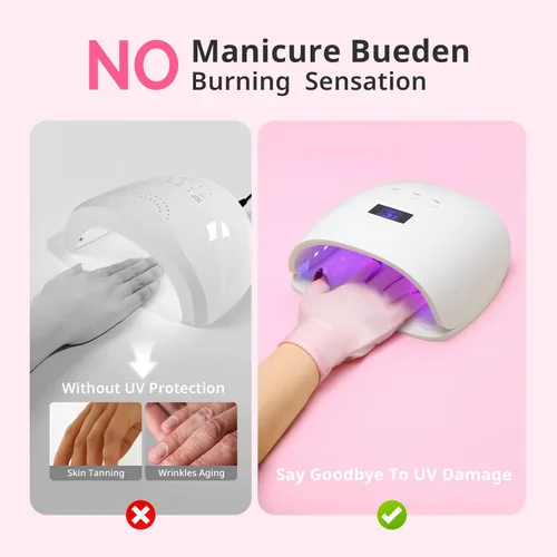 Miniatura 3 de AIRSEE Guantes UV para lámpara de uñas, protección UV profesional UPF50+ para manicuras, arte de uñas, guantes sin dedos que protegen la piel