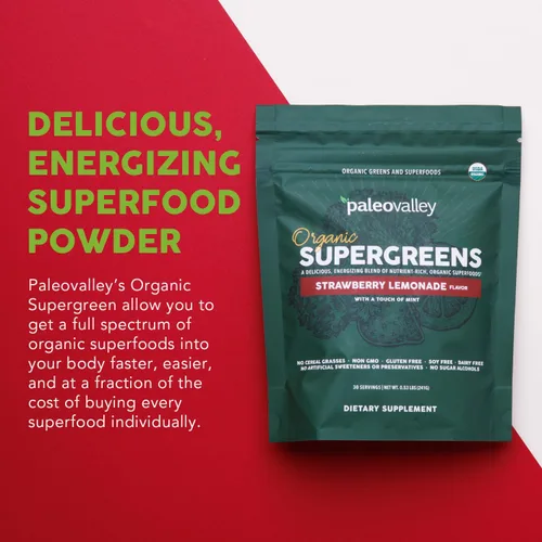 Miniatura 5 de Paleovalley Organic Supergreens - Superalimento orgánico en polvo de verduras para apoyo inmunológico - Mezcla de polvo verde paleo - 30 porciones