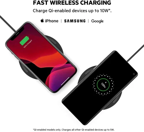 Miniatura 2 de Belkin Almohadilla de carga inalámbrica de carga rápida, almohadilla de carga con certificación Qi de 10 W para iPhone de Apple, Samsung Galaxy