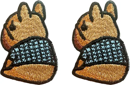 TH - Juego de 2 minúsculos, bulldog francés, cachorro, mascota, lindo logotipo de dibujos animados, 5 parches, coser para planchar en bordado,