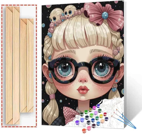 Miniatura 21 de Exquisitas muñecas y mariposas DIY pintura por números para adultos principiantes, estilo único, pintura de flores por número sobre lienzo con Obras