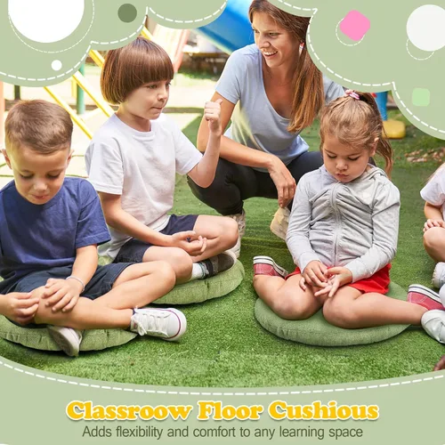 Miniatura 6 de Fumete 8 piezas de 40.6 cm de diámetro cojines de suelo redondos para niños y bebés, asientos flexibles para salón de clases, almohadas de suelo