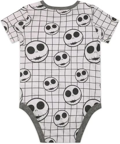 Miniatura 6 de Disney Nightmare Before Christmas Jack Skellington - Paquete de 3 mamelucos para bebé, color gris