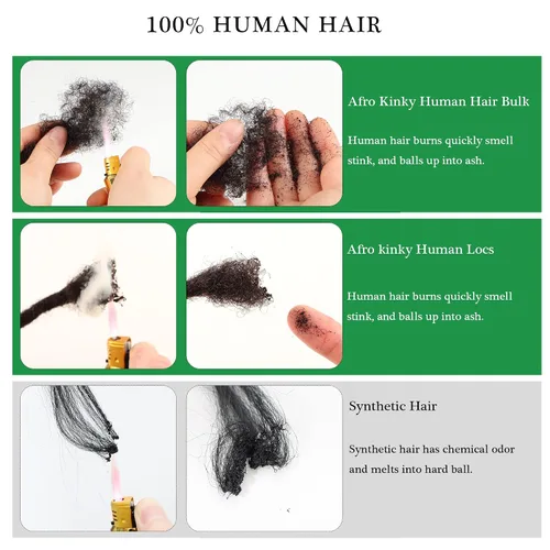 Miniatura 3 de Orientfashion 2 paquetes/lote de 1.06 oz/paquete de cabello humano afro a granel, 100% cabello humano afro rizado a granel para torsión, trenzado