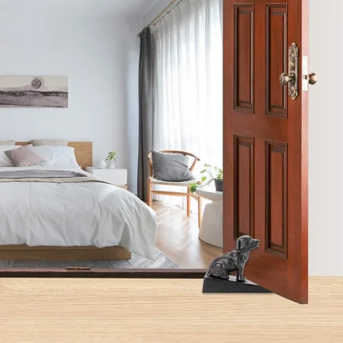 Miniatura 2 de Sumnacon 2 paradas de hierro fundido para puerta de perro, resistentes topes de puerta rústicos para evitar perforar agujeros, cuñas de puerta
