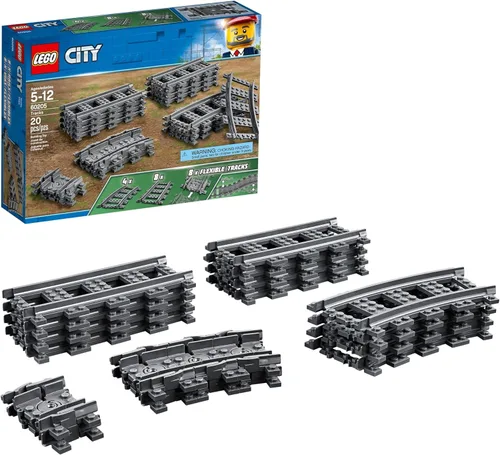LEGO City Tracks - Juego de expansión de vías de tren - 20 piezas adicionales compatibles con nuestros juegos - 8 pistas rectas, 4 curvas y 8 pistas