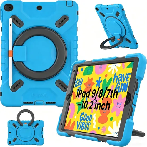 Miniatura 11 de Funda Triple a Prueba de Golpes para iPad de 9ª/8ª/7ª Generación de 10.2 pulgadas 2021/2020/2019, Air 3ª Generación de 10.5 pulgadas, Funda Colorido