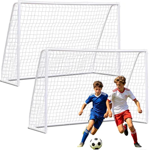 Miniatura 10 de ZENY Portería de fútbol portátil para patio trasero, 12 x 6 / 10 x 6.5 / 8 x 5 pies, red y marco de fútbol para niños y adultos para práctica