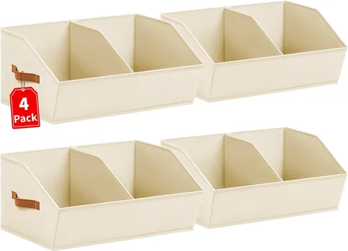 Miniatura 10 de Homsorout Organizadores de Armario y Contenedores de Almacenamiento - Paquete de 4 Contenedores de Almacenamiento Plegables Divididos Trapezoidales