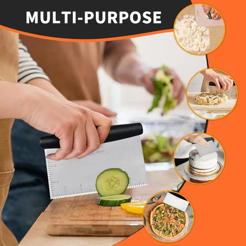 Miniatura 7 de ALLTOP Raspador y picador de banco para cocina, utensilio esencial para hornear, de acero inoxidable, para pasteles, masas, alimentos