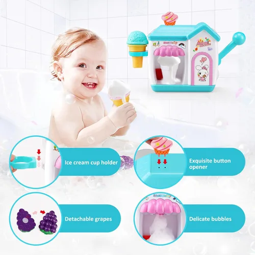 Miniatura 8 de Gretex Juguetes de Baño para Niños Pequeños de 3 4 5 6 7 8 Años Niñas, Juguete de Baño Fabricante de Helado de Burbujas, Juguetes de Ducha, Juguetes