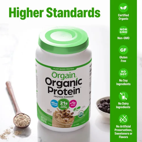 Miniatura 4 de Orgain - Polvo de proteína a base de plantas orgánicas, café helado, 60 mg. de cafeína, vegana, baja en carbohidratos, sin productos lácteos, sin