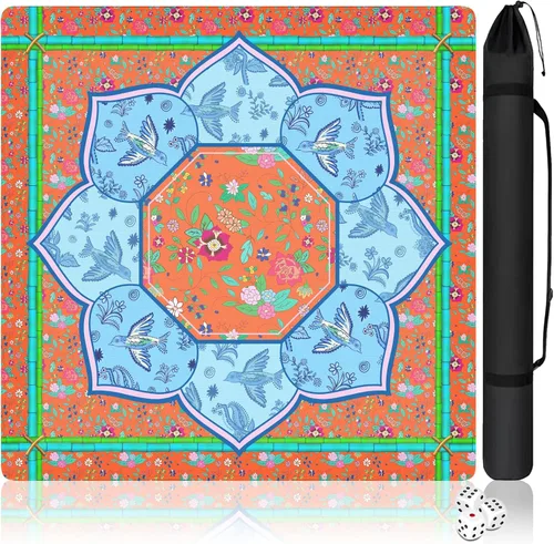 Miniatura 15 de Alfombrilla Mahjong con bolsa de transporte y 3 dados, 31.5 x 31.5 pulgadas, cubierta de mesa Mahjong con reducción de ruido, alfombrilla de juego